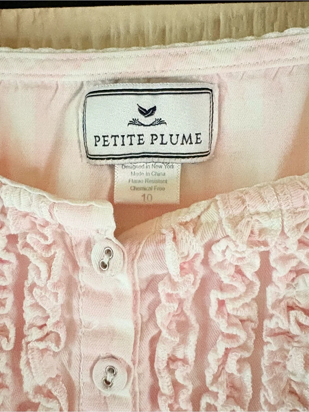 Petite Plume Pink White Striped Ruffle Nightgown Dress Size 10